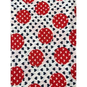 Vintage Heart Print Knit Fabric Retro Novelty Red Blue Kitsch Sewing Yardage